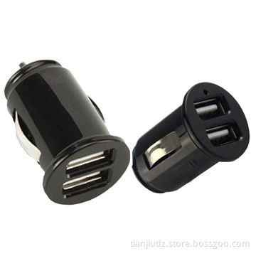 Mini In-car Chargers, 5V, 2.2A, with Two USB Outputs, Blister Packaging